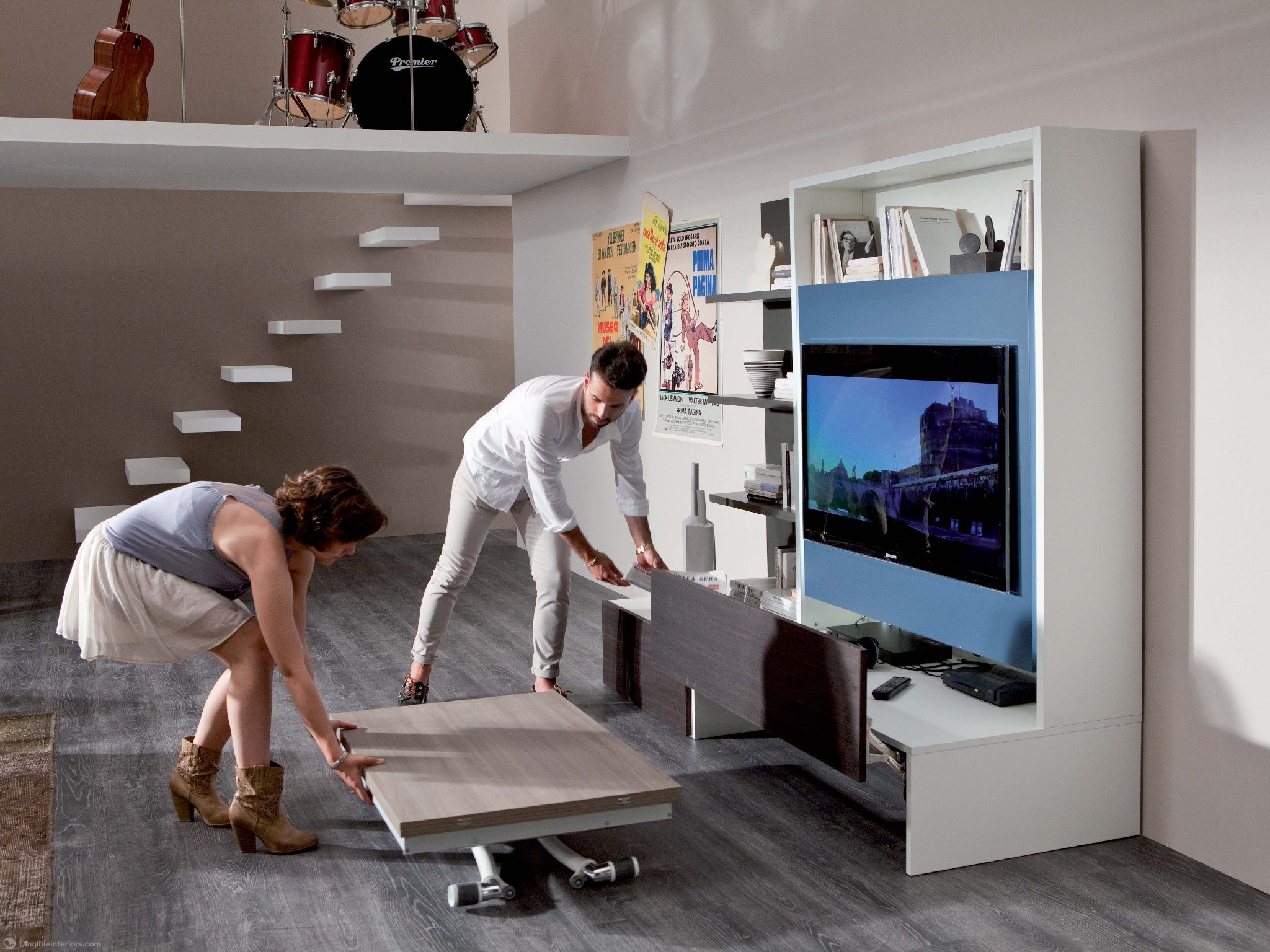 Smart Living by Ozzio Design - parete attrezzata, mobile porta tv, wall  unit with tv stand 